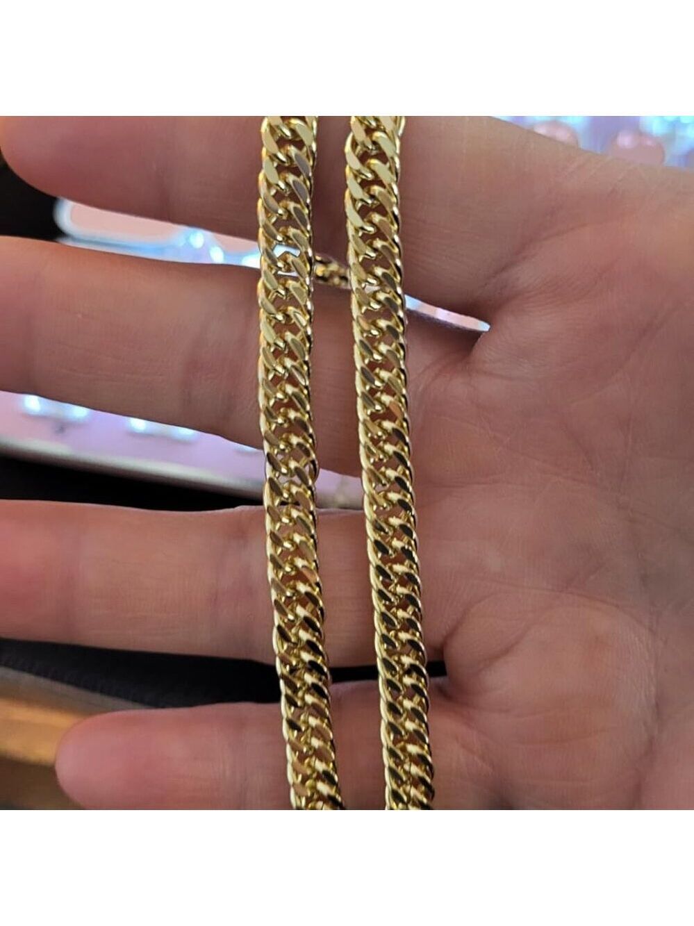 Gold Necklace for Women Trendy - Chunky Herringbone Paperclip Cuban Necklace - Picture 7 of 8